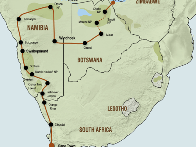 Kampeersafari van Kaapstad naar Victoria Falls (23 dagen)